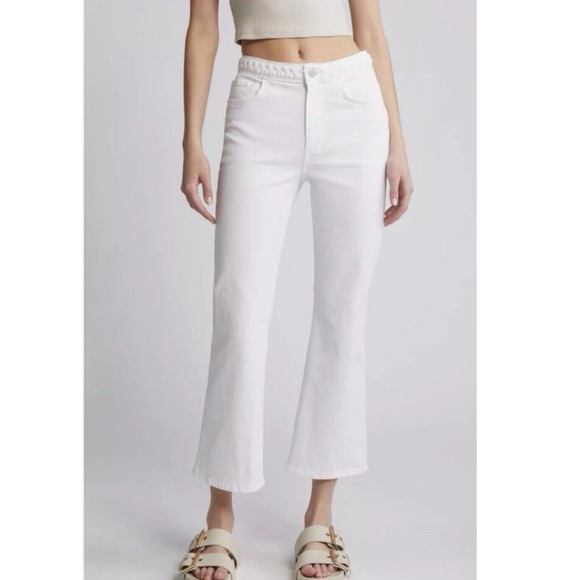 Frame Le Crop Mini Boot Braided Waist Jeans White 29 - Picture 1 of 9